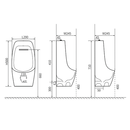 Aloni Vexo urinoir – glanzend wit – bovenaansluiting