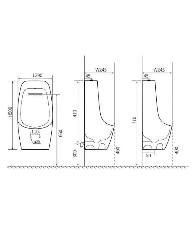 Aloni Vexo urinoir – glanzend wit – bovenaansluiting