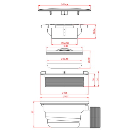 ALONI douchesifon 90 mm – Ø50 mm – Chroom