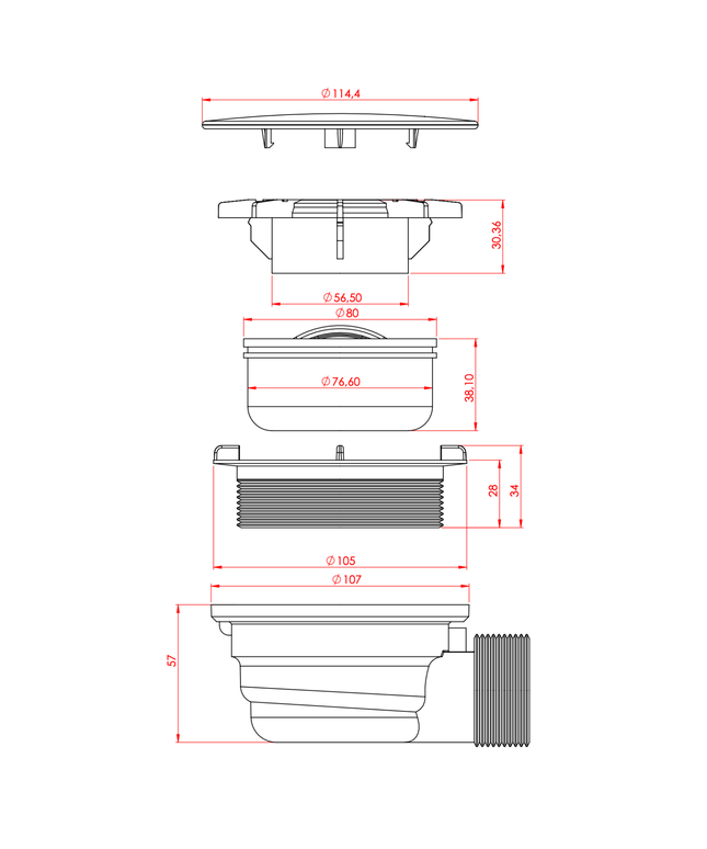 ALONI douchesifon 90 mm – Ø50 mm – Chroom
