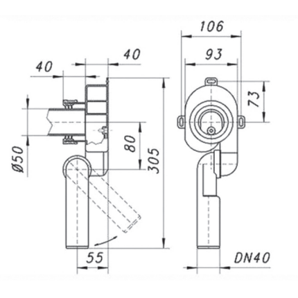Aloni Urinal-Siphon – horizontal/vertikal
