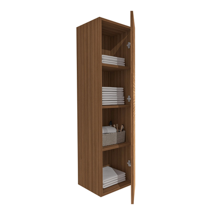 Aloni Elite High Bathroom Cabinet - 135 cm - Walnut - Horizontal relief - Softclose