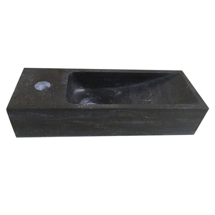 Wiesbaden Raw smalle fontein links 38 x 14 cm hardsteen gezoet | Schwertz & Co