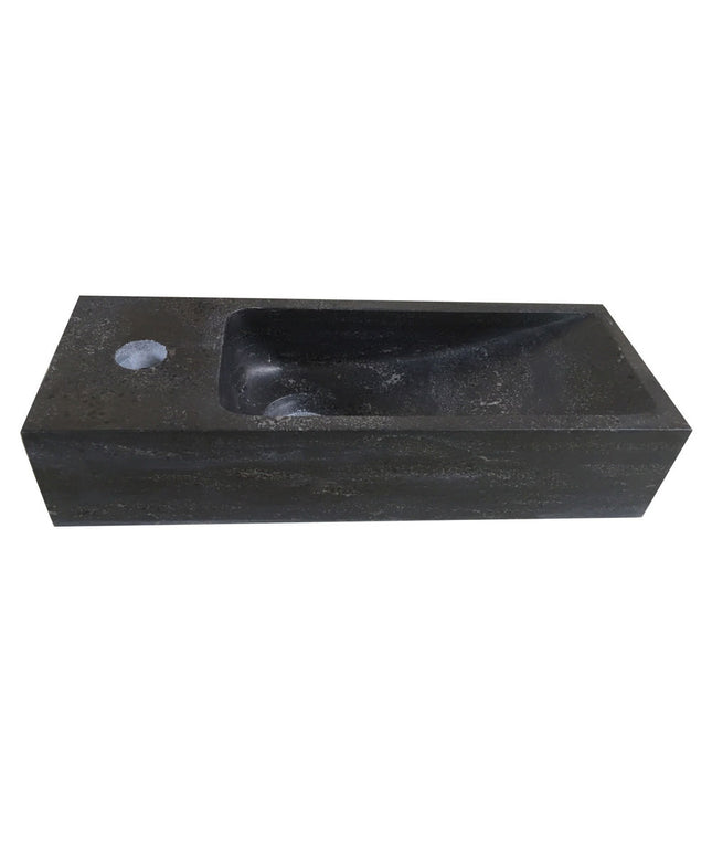 Wiesbaden Raw smalle fontein links 38 x 14 cm hardsteen gezoet | Schwertz & Co
