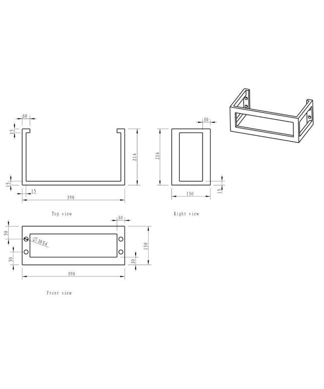 Xellanz frame voor fontein RVS - technische tekening | Schwertz & Co