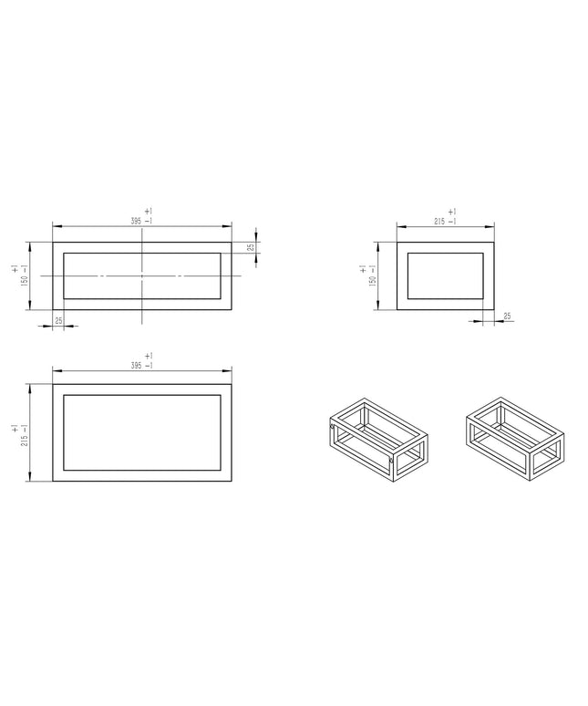 Wiesbaden Nick frame voor fontein geborsteld messing - technische tekening | Schwertz & Co