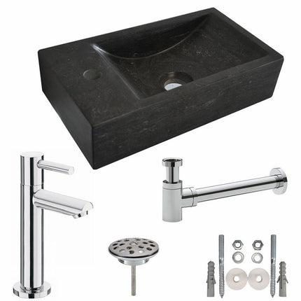 Wiesbaden Raw one-pack fontein links hardsteen gezoet 40 x 22 cm | Schwertz & Co