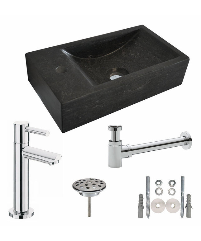 Wiesbaden Raw one-pack fontein links hardsteen gezoet 40 x 22 cm | Schwertz & Co