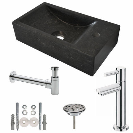 Wiesbaden Raw one-pack fontein rechts hardsteen gezoet 40 x 22 cm | Schwertz & Co