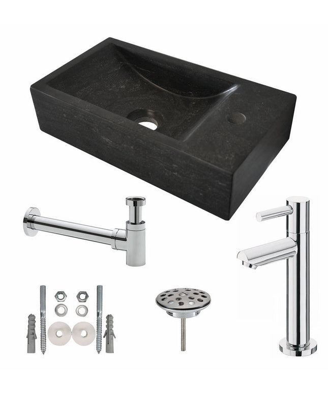 Wiesbaden Raw one-pack fontein rechts hardsteen gezoet 40 x 22 cm | Schwertz & Co
