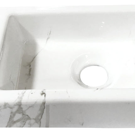 Wiesbaden Rhea S mini fonteinset links 36 x 18 cm carrara geborsteld messing - sfeerfoto | Schwertz & Co