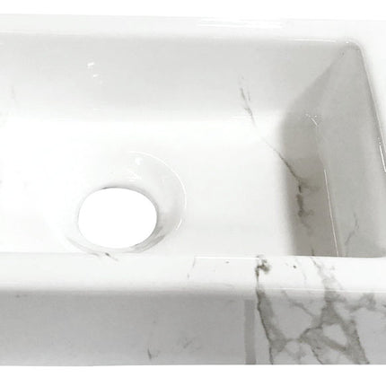 Wiesbaden Rhea S mini fonteinset rechts 36 x 18 cm carrara geborsteld messing - sfeerfoto | Schwertz & Co