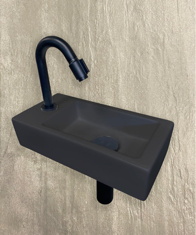 Wiesbaden Rhea S mini fonteinset links quartz mat zwart | Schwertz & Co