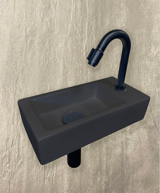 Wiesbaden Rhea S mini fonteinset rechts quartz mat zwart | Schwertz & Co