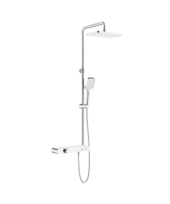 ALONI douchekraan met planchet – chroom/wit