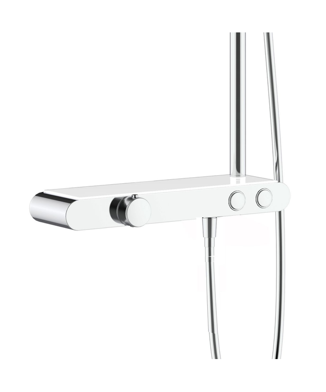 ALONI douchekraan met planchet – chroom/wit