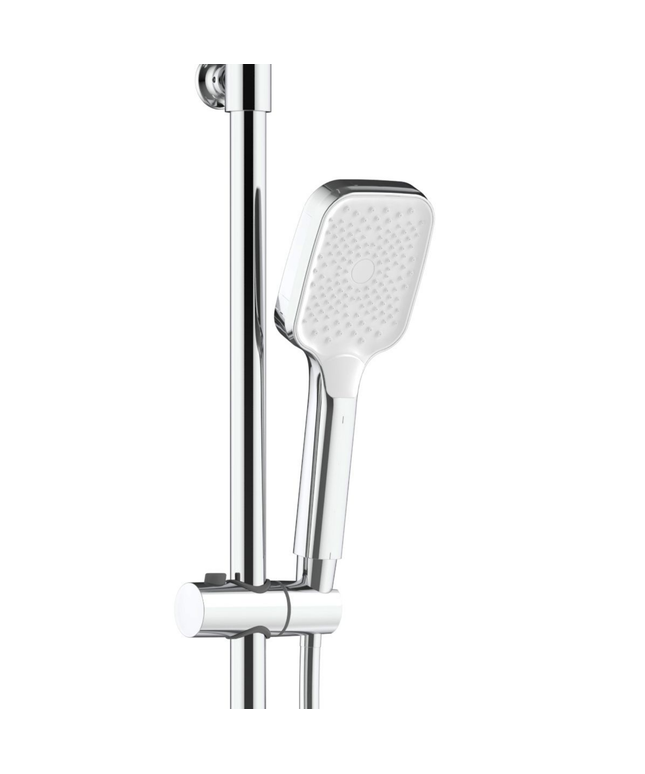 ALONI douchekraan met planchet – chroom/wit