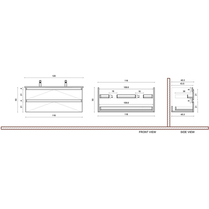 ALONI SALLY wastafelonderkast – 120 cm – Eiken