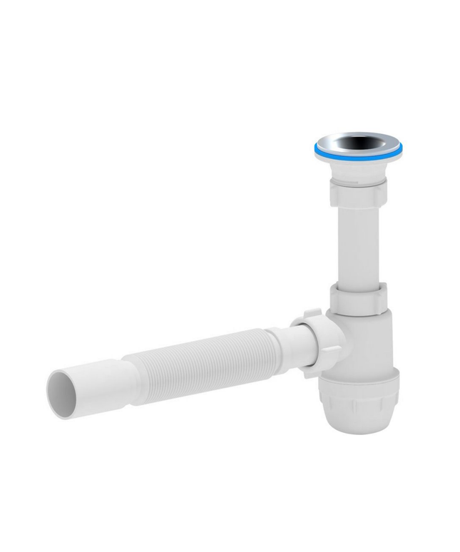 ALONI flexibele bekersifon met afvoerrooster – Ø40 cm – Wit