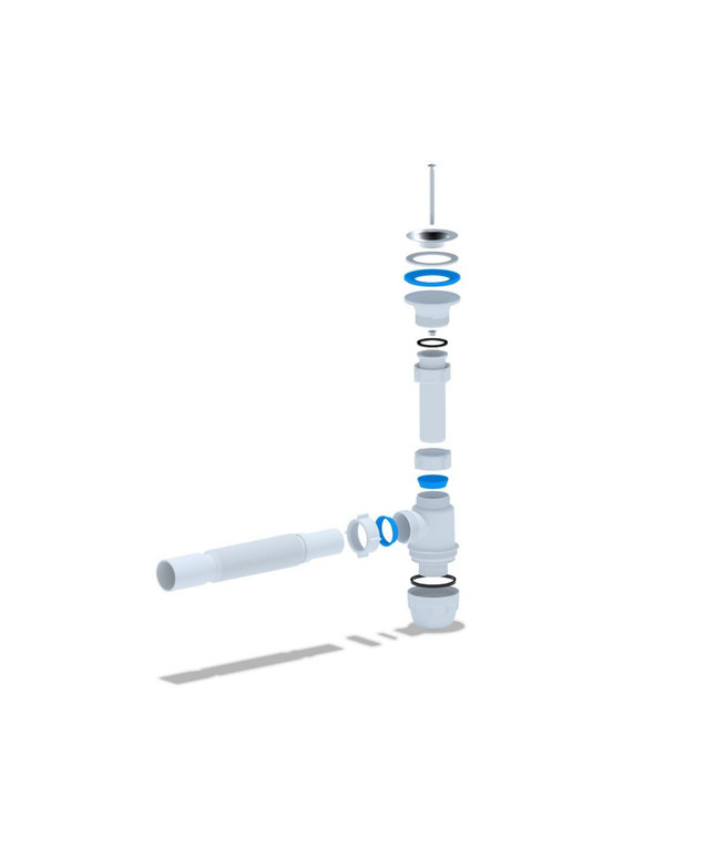 ALONI flexibele bekersifon met afvoerrooster – Ø40 cm – Wit