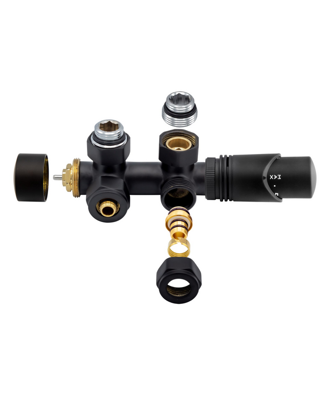 BELRAD Thermostatische Radiatorkraan – Middenaansluitset Muur – Zwart – M30 x 16/2