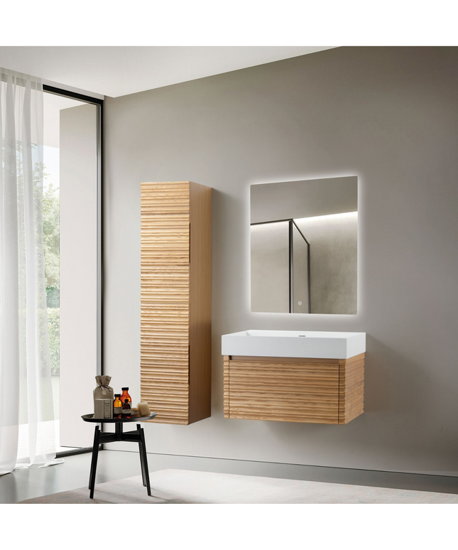 KAMELLIA wastafelonderkast – 79x40x52 cm – Licht walnoten – Greeploos & softclose