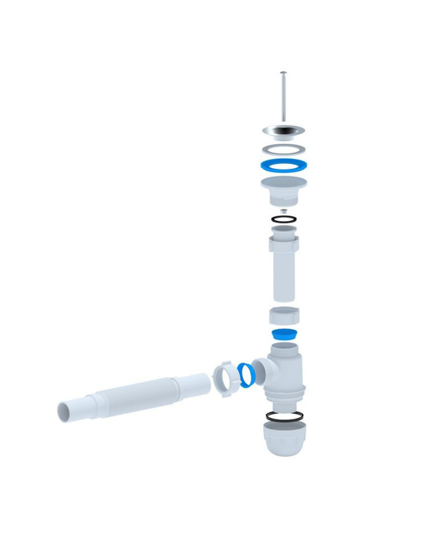 ALONI flexibele bekersifon met afvoerrooster – Ø32 cm – Wit