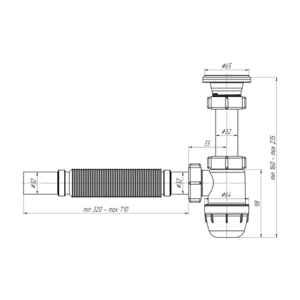 ALONI flexibele bekersifon met afvoerrooster – Ø32 cm – Wit