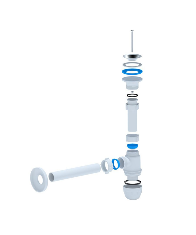 ALONI bekersifon met afvoerrooster – Ø32 mm – Wit