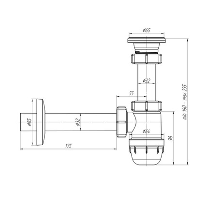 ALONI bekersifon met afvoerrooster – Ø32 mm – Wit