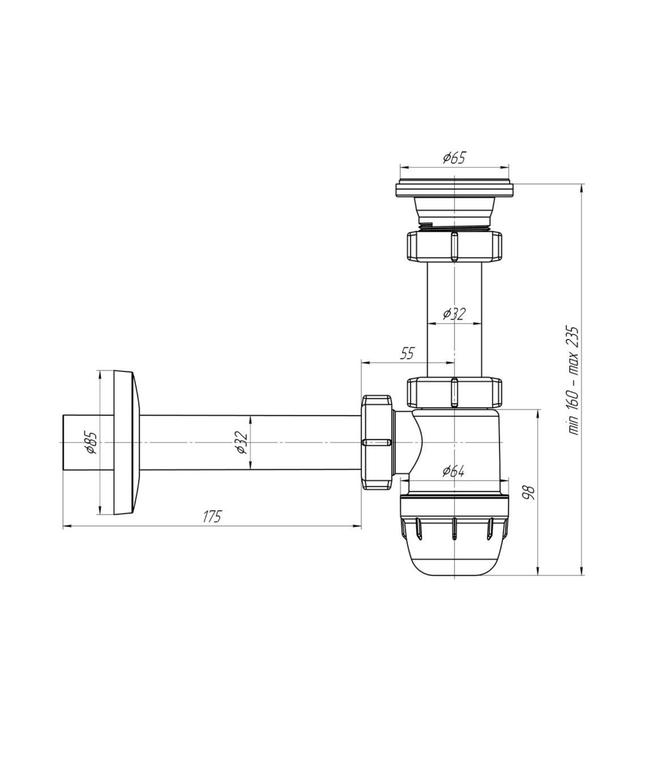 ALONI bekersifon met afvoerrooster – Ø32 mm – Wit
