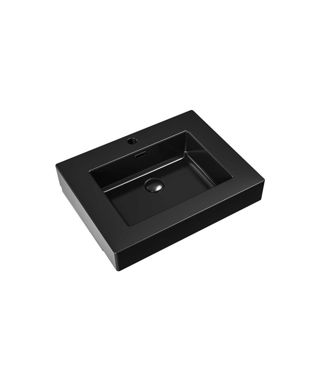 ALONI Wastafel – 60x10x46 cm – Kunstmarmer – Mat Zwart