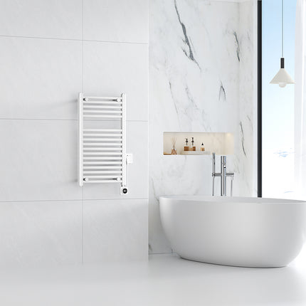 Wiesbaden Elara elektrische radiator Smart WiFi glans wit - sfeerfoto | Schwertz & Co