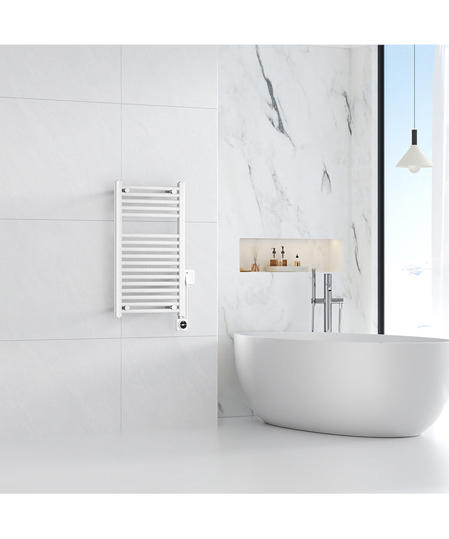 Wiesbaden Elara elektrische radiator Smart WiFi glans wit - sfeerfoto | Schwertz & Co