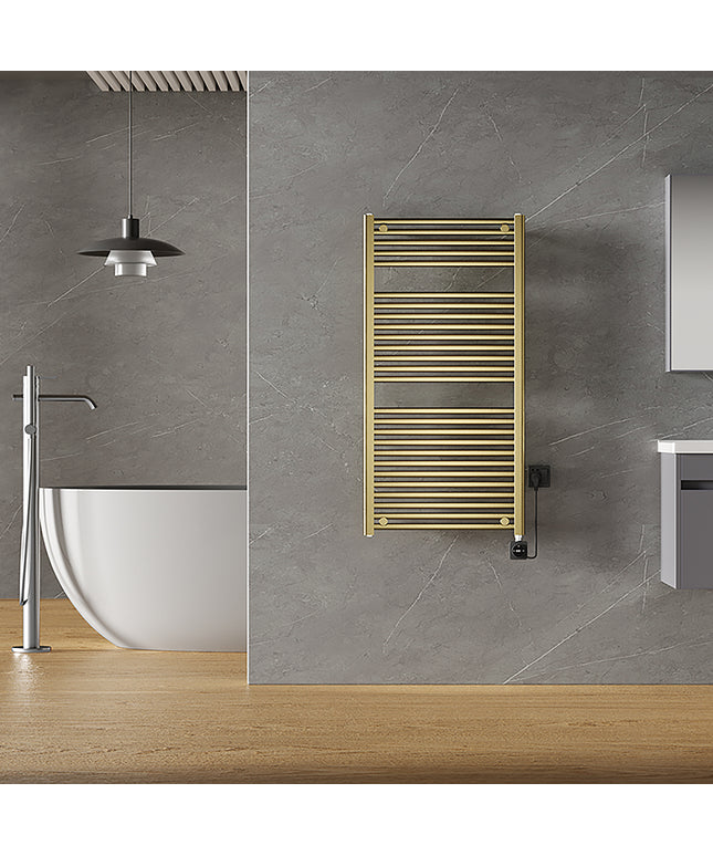 Wiesbaden Elara elektrische radiator geborsteld messing - detailfoto | Schwertz & Co