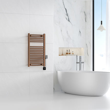 Wiesbaden Elara elektrische radiator 76,6 x 45 cm geborsteld brons koper - sfeerfoto | Schwertz & Co