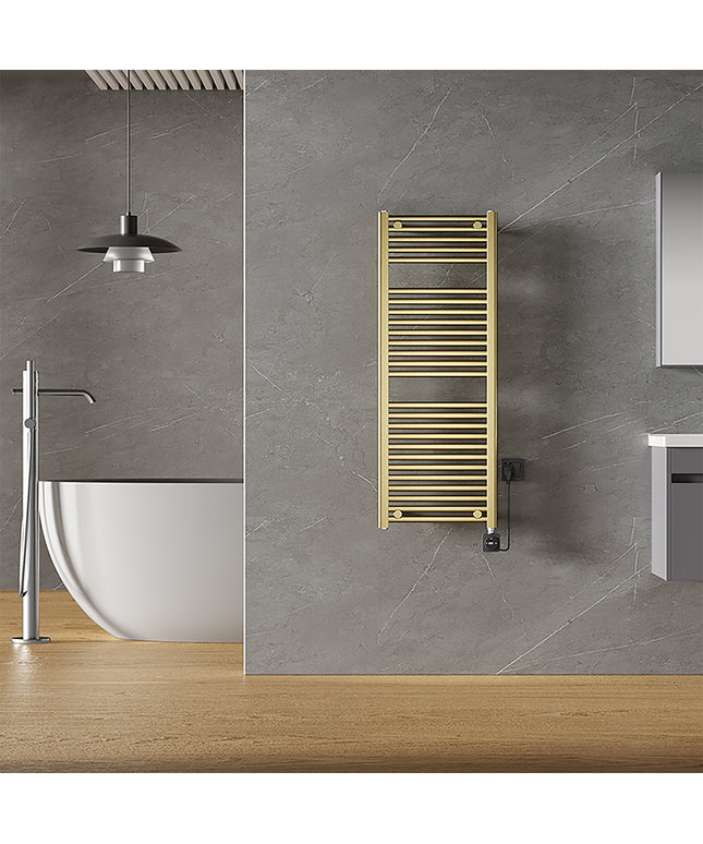Wiesbaden Elara elektrische radiator geborsteld messing - detailfoto | Schwertz & Co