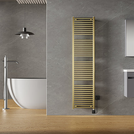 Wiesbaden Elara elektrische radiator geborsteld messing - detailfoto | Schwertz & Co