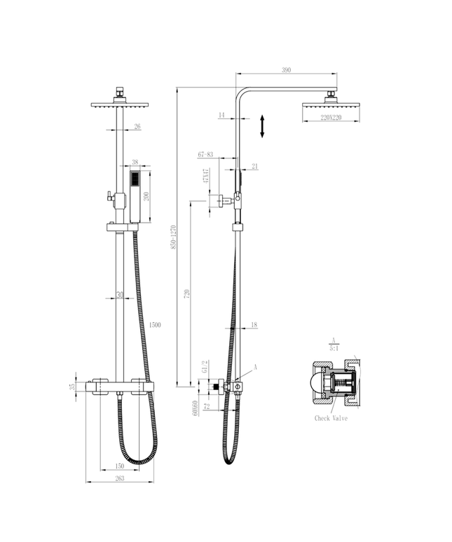ALONI douchekolom Quadro – chroom