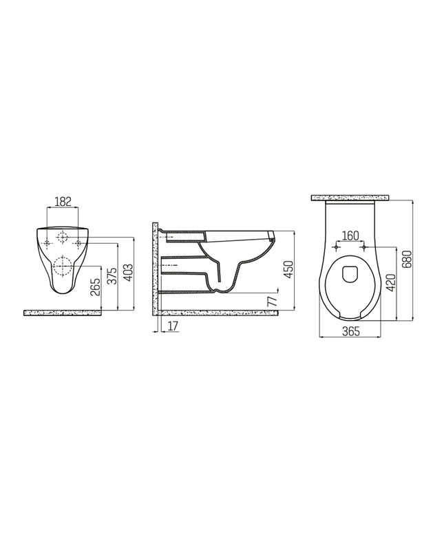 Creavit hangtoilet – mindervaliden – wit