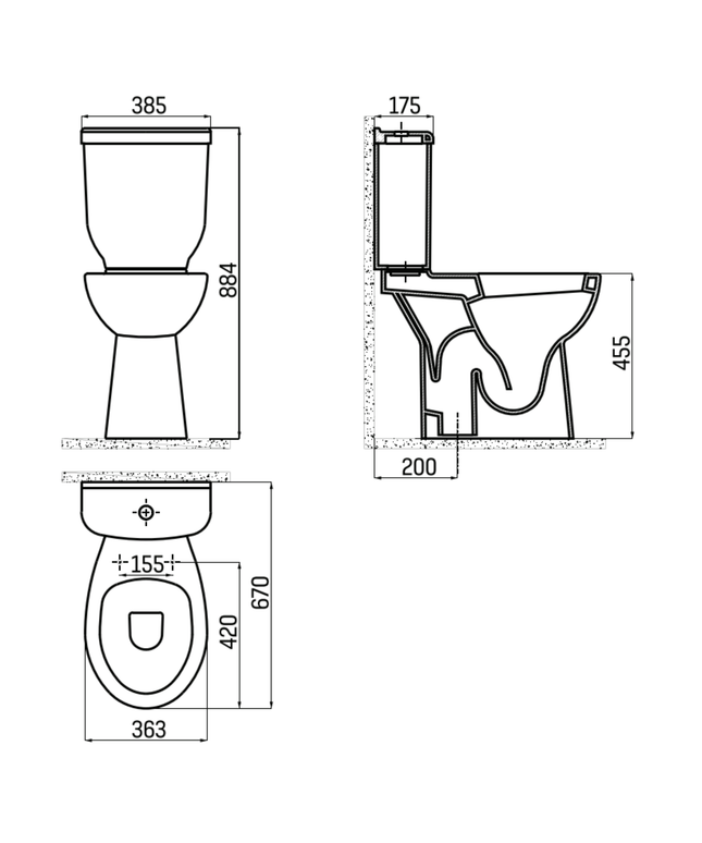 Creavit hoog staande wc compleet – met bidet – S-trap – wit