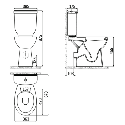 Inodoro alto completo - con bidé - sifón P - blanco