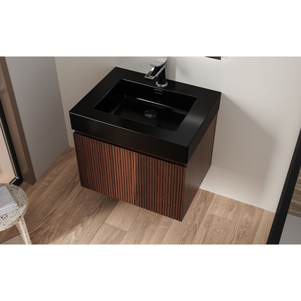 ALONI Wastafel – 60x10x46 cm – Kunstmarmer – Mat Zwart