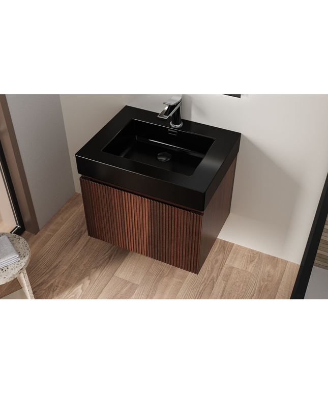 ALONI Wastafel – 60x10x46 cm – Kunstmarmer – Mat Zwart