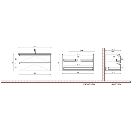 ALONI SALLY wastafelonderkast – 100 cm – Mat zwart