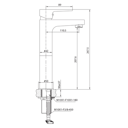 CREAVIT Sharp verhoogde wastafelkraan – Mat zwart
