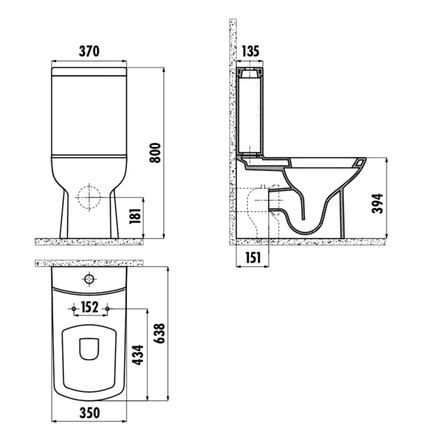 Cisterna para inodoro de cerámica Creavit Lara – negro mate