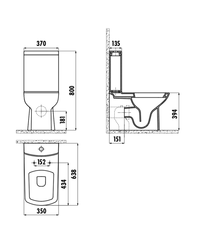 Cisterna para inodoro de cerámica Creavit Lara – negro mate