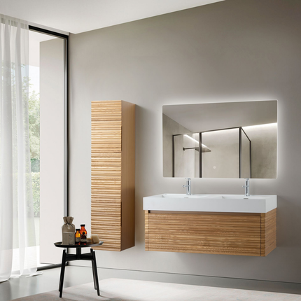 Wonda Square wastafel – 2 wasbakken – zonder kraangaten – kunstmarmer – 120 cm – mat wit