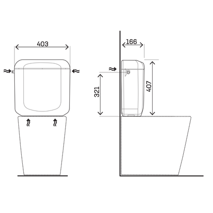 Tanque para inodoro Aloni Saforo – doble descarga 3/6 L – ahorro de agua – plástico – blanco brillante